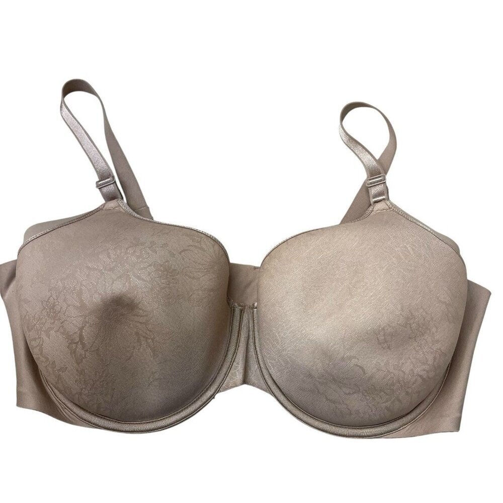 Olga Signature Support Women Beige Floral Nylon Adjustable Strap Padded Bra 42D